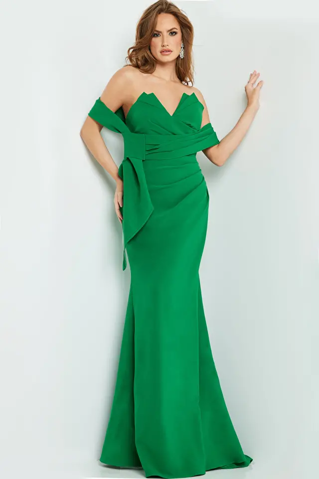 jovani Green Strapless V Neckline Dress 06403